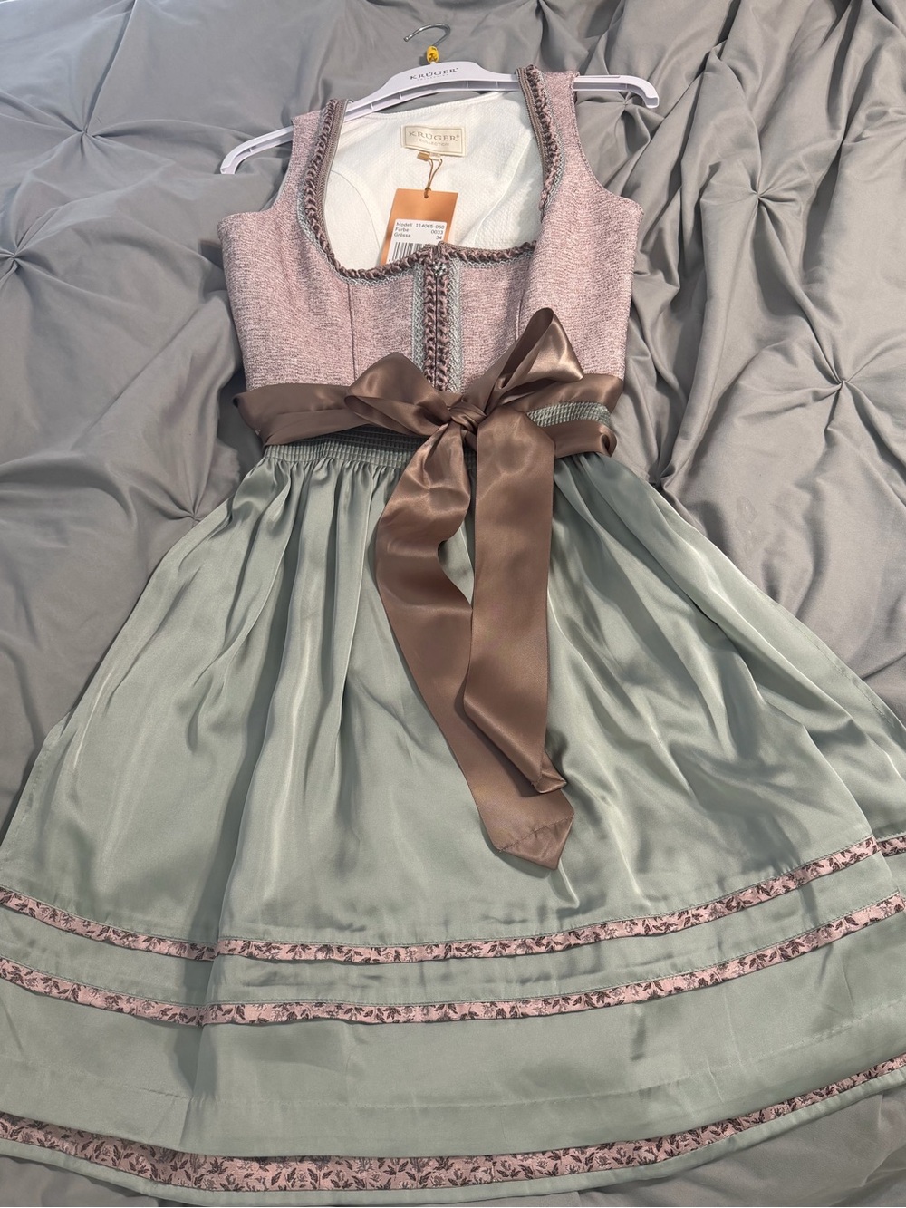 NWT Krüger Collection mauve & gray midi dirndl